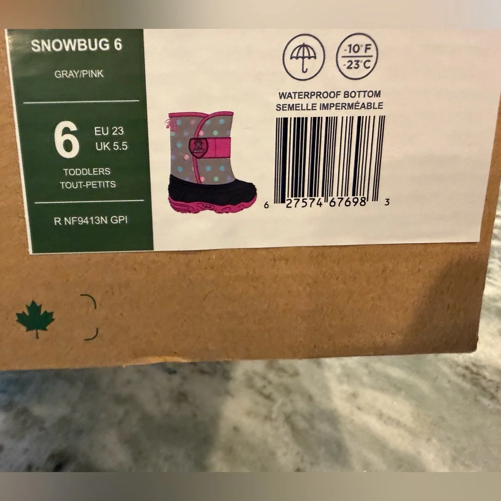 Kamik Kids Gray and Pink Polka Dot Winter Boots Toddler size 6 EUC